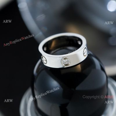 TOP Replica S925 silver Cartier Love Ring with 3 Diamonds Wide style AAA Copy